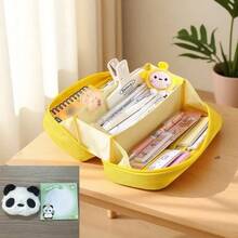 10‑Layer Volcano Style Pencil Case, Large Capacity Multi‑Compartment Pen Pouch, Multifunctional Stationery Box, Portable Pencil Organizer For Back To School Supplies, Durable Zipper Storage Bag For Office Daily Use, Bonus: Panda + Random Notepad - Multi-color - View 1