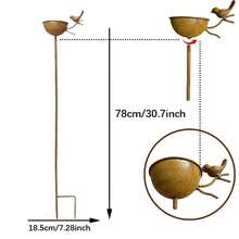 Vintage Distressed Rusty Bird Feeder Garden Stake, Metal Bird Bath Basin Yard Decor, Exquisite Design, Natural Finish, Suitable For Hummingbirds, Birds And Insects, Garden Water Feature, Elegant Bird Bath, Spring And Summer Garden Decoration - A - View 8