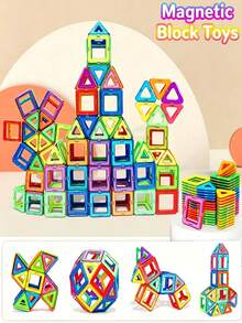 30pcs/50pcs/90pcs/140pcs Kids Magnetic Toy Set, STEM Educational Puzzle Toy, Interactive Sensory Building Blocks, Sturdy And Durable Structure, Suitable For Holiday And Birthday Gifts, Random Colors - Multicolor - View 2