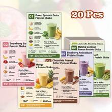 20 Milkshake & Smoothie Recipe Cards - Includes 20 Flavor Chart Step-By-Step Guide, Suitable For Home Kitchen, Beginners, Birthday Gifts, Summer Desserts, Christmas Gifts, Paper Recipe Cards With Flavor Illustrations - 20 Milkshake and Smoothie Recipe Cards - View 7