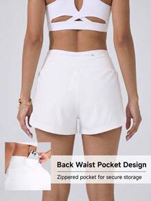 Women's 2-In-1 Athletic Shorts With Built-In Anti-Chafe High Elasticity Liner And Pockets, Fitness Tennis Running Shorts - White - View 7