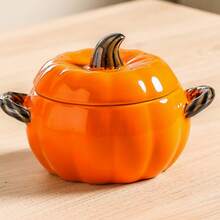 Ceramic Pumpkin Bowl With Lid And Handle, Cute Autumn Orange Pumpkin Design, Suitable For Soup Bowl, Ceramic Container Canister, Perfect For Holding Desserts And Cookies, Halloween/Thanksgiving/Autumn Decor And Gift - View 15