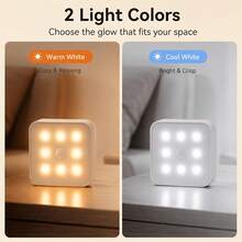 1 buah Lampu Dinding Sensor Gerak Nirkabel, Lampu Malam LED Bertenaga Baterai (Baterai Tidak Termasuk), Lampu Sensor Gerak, Otomatis Hidup/Mati, Cocok Untuk Dapur, Kamar Tidur, Ruang Tamu, Penerangan Lorong - Putih - View 4