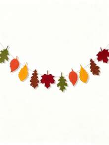 Felt Autumn Maple Leaf Garland Banner Decoration, Colorful Autumn Leaf Hanging Decor, Suitable For Fireplace, Wall, Classroom, Holiday Party, Family Gathering, Autumn Home Decor And Seasonal Home Accessories - A - View 14