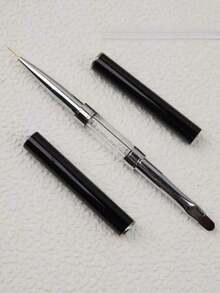 1pc Professional Dual-Ended Nail Art Design Pen, French Extension Nail Liner Brush, Nail Art Tool - Multicolor - View 2