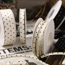 8mm Double-Sided Polka Dot Embossed Silk Satin Ribbon Black And White Polka Dot DIY Bow Hair Accessories Hairband Ribbon - Multicolor - View 8