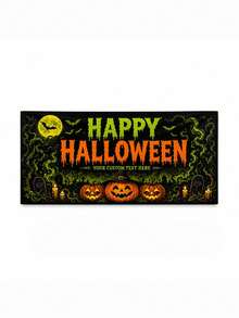 Personalized Text Halloween Fence Banner, Custom Family Name Yard Sign, Haunted House Witch Bats And Jack O Lantern Theme, Spooky Porch Decoration, Trick Or Treat Party Backdrop, Fall Holiday Outdoor Display For Families And Homeowners. - Multicolor - View 9