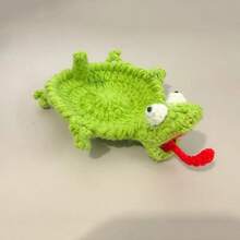 Handmade Crocheted Lizard Coaster, Cute Animal Coaster & Small Storage Organizer, Creative Cartoon Yarn Coaster, Movable Head And Tongue, Fun Coffee Cup Coaster, Suitable For Outdoor Camping, Finished Product - Multicolor - View 13