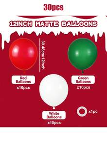 30/60入 12吋聖誕乳膠氣球，紅綠白派對氣球，適用聖誕派對、生日、嬰兒洗禮、節日裝飾 - 彩色 - 查看 13
