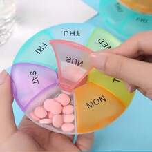 1 Set 1pc Round Pill Box, 7-Day Pill & Candy Organizer, Portable Pill Storage Box, Travel Organizer Box, Medication Container - View 2