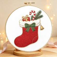 5 Christmas Pattern Handmade Embroidery Material Kits, Beginner-Friendly Entry-Level Embroidery Hoop DIY Set, Full Tool Kit With Instructions, Scissors, Threader, Home Decor Christmas Gift - Multicolor - View 7