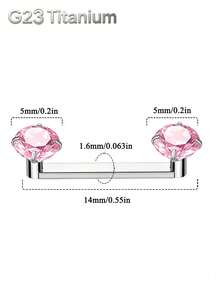 Perhiasan Tindik Tragus Permukaan Titanium 14G 14mm Prong CZ Bunga Staple Barbell Berulir Internal Perhiasan Tindik Batang Staple Tragus Permukaan - MultiWarna - View 13
