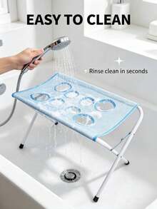 1pc Pet Grooming Bath Rack, Mesh Bathing Platform, Foldable Metal Structure With Quick-Dry Surface And Strap, Suitable For Pet Cleaning, Care, Travel Grooming, Foldable Metal Structure With Quick-Dry Surface And Strap For Pet Cleaning And Care - 60cm X 30cm - View 7
