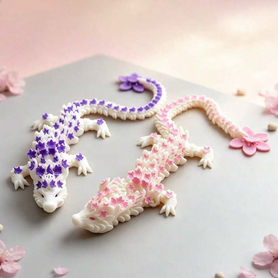 3D Printed Articulated Sakura Dragon Toy, Children's Puzzle Stress Relief Dragon Model, Creative Desktop Decor Birthday Gift