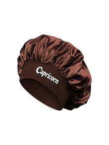 1pc Women's Satin Sleep Cap, 12 Zodiac Sign Print Oversized Night Cap, Elastic Soft Silk Sleep Cap, Constellation Night Hat For Curly Hair Protection - Brown - View 19