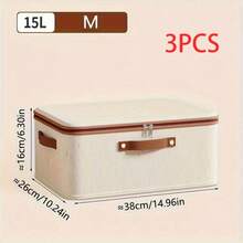 Foldable Linen Texture Fabric Storage Box With Zipper And Dual Handles, Dust-Proof Large Capacity Wardrobe Organizer Bin For Bedding, Clothing And Toys - Multicolor - View 10