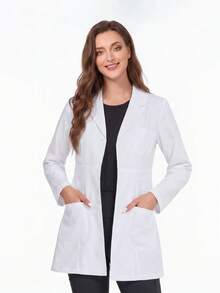 Jas Laboratorium Putih Lengan Panjang Slim Fit untuk Wanita, Cocok untuk Kostum Cosplay Halloween - Putih - View 4