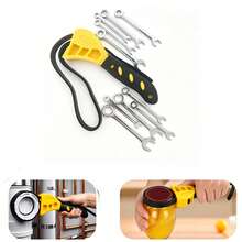 UNISURE 11pcs Set (10pcs Mini Open-End/Box-End Wrenches 4-11mm + 6" Adjustable Strap Wrench), High Carbon Steel + Rubber Material, Minimalist Silver Wrench With Plum/Open-End And Adjustable Strap Bottle Opener Design, Multi-Function Tool For Tightening Bolts, Filter Removal And Bottle Opening, Suitable For Auto Repair, Home DIY And Father's Day Gift - Double-ended Wrench + Strap Wrench - View 6
