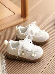 1 Pair Sweet Soft Sole Comfortable Cute Girls' Baby Sneakers - Beige - View 6