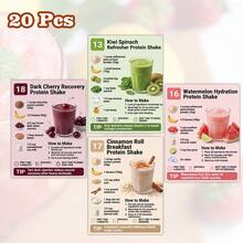 20 Milkshake & Smoothie Recipe Cards - Includes 20 Flavor Chart Step-By-Step Guide, Suitable For Home Kitchen, Beginners, Birthday Gifts, Summer Desserts, Christmas Gifts, Paper Recipe Cards With Flavor Illustrations - 20 Milkshake and Smoothie Recipe Cards - View 3