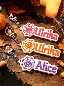 Customized Halloween Name Letter Key Chain, Spider Web Spider Letter Bag Pendant, Commemorative Gift For Friends. - Multicolor - View 8