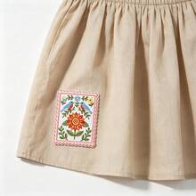 1pc Vintage Postage Stamp Shaped Embroidered Iron-On Patch, Pink Wavy Lace With Two Birds And Sunflower Floral Design, DIY Decorative Backed Badge For Jacket, Backpack, Canvas Bag, Denim - A - View 9