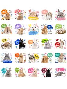 50Pcs Funny Meme Rabbit Stickers, Realistic Bunny With Sarcastic Humor Speech Bubbles Waterproof Decorative Decals For Laptop, Water Bottle, Journal, Scrapbook - Multicolor - View 7