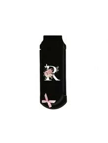 Premium Black Foldable Multi-Functional Mini Makeup Brush Set, With Air Cushion, A-Z Floral Letter Print, Massage Comb With Mirror, Detachable - Multicolor - View 16
