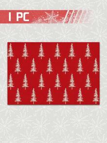 1/4p/6pcs Christmas Table Decor Placemats With Pine Tree Elements, Heat Resistant Faux Linen Polyester Fiber Material, Rectangular Washable Table Mats, Suitable For Home Dinner, Coffee Table, Durable Kitchen And Dining Room Decoration, Party And Scene Decor, Home Decor - Multicolor - View 24
