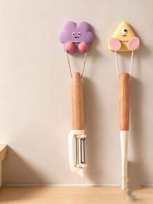 1pc Cute Wall Mount Toothbrush Holder, Punch-Free Self Adhesive Toothbrush Rack, Creative Cartoon Shape Bathroom Storage Hook, Waterproof Silicone Organizer, Keep Toothbrush Dry, Ideal For Bathroom Vanity Decor - Multicolor - View 3