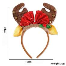 1pc Christmas Party Headband With Sequin Bow, Deer Horns And Bells, Suitable For Holiday Party Costume And Daily Hair Accessory,Halloween - Multicolor - View 10