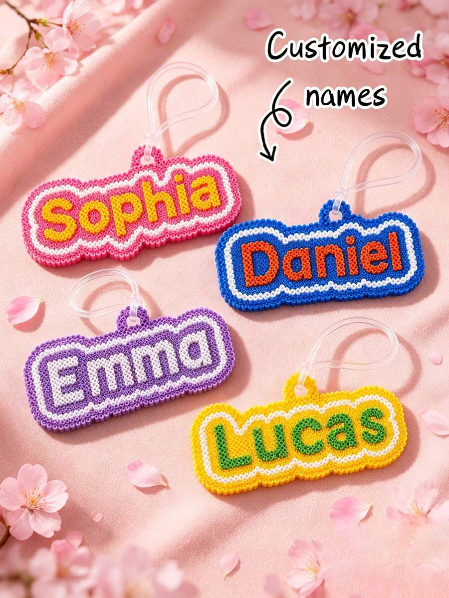 Ayotu Personalized Name Luggage Tag & Backpack Charm Keychain, Customized Name Backpack Pendant, Travel Cruise Luggage Tag Nameplate, Backpack, Handbag And School Bag Nameplate Identifier, DIY Melted Bead Keychain, Pixel Bead Name Keychain, Unique Gift For Handmade DIY Enthusiasts, Commemorative Gift, Birthday Gift - Multicolor - View 1