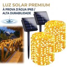 Cordão de Luz Solar Fio de Cobre 22m LED, Luz Colorida/Branco Quente/Branco Frio, À Prova D'água, Decoração Natal, Ano Novo, Jardim e Festa - Cordão de luzes de fio de cobre movido a energia solar com 22 metros de comprimento - Visão 2