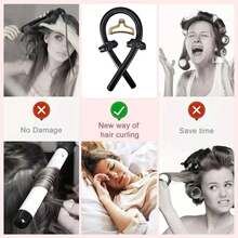 8pcs Heatless Curling Hair Styling Tool Set, Heatless Curling Rod Hair Band, Heatless Silk Satin Ribbon Curling Rod, Curling Device With Hair Clips, Slouchy Natural Soft Wave DIY Curling Tool Suitable For Overnight Sleep Use, Hair Care Products And Accessories, Ponytail Clip, Braid Maker, Pointed Tail Comb, Hair Pulling Needle, Hair Piercing Rod, Hair Tugging Tool For Women And Girls Of All Hair Types - Multicolor - View 6