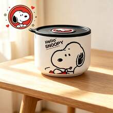 4-Inch Snoopy Airtight Food Storage Container, Cute Cartoon Ceramic Bowl With Lid, Microwave - Multicolor - View 13