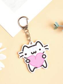 Cute Acrylic Cat Keychain,Cartoon Kitten Keychain,2D Acrylic Cat Pendant,Animal Charm,Bag Charm,Backpack Accessory,Car Keychain Gift. - Multicolor - View 12