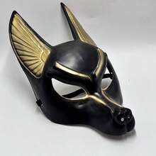 1pc Egyptian Anubis Mask, Black & Gold Half Face Mask, Cosplay Party Costume Prop - Multicolor - View 5