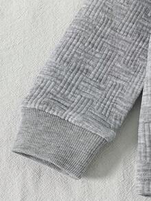 Baby Girl Polo Collar Bow Print Long Sleeve Top And Wide Leg Pants 2 Pieces Set, Autumn/Winter - Grey - View 5