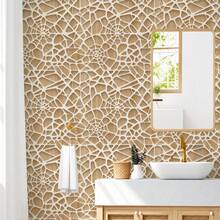 1 Roll 2D Hollow Geometric Self-Adhesive Wallpaper, Removable Sticker, Wall Cabinet Home Decor, Decorative Wall Sticker, Home Decor And Accessories, 17.32in Wide, Tenant Friendly, DIY Decorative Sticker - Geometry - View 5