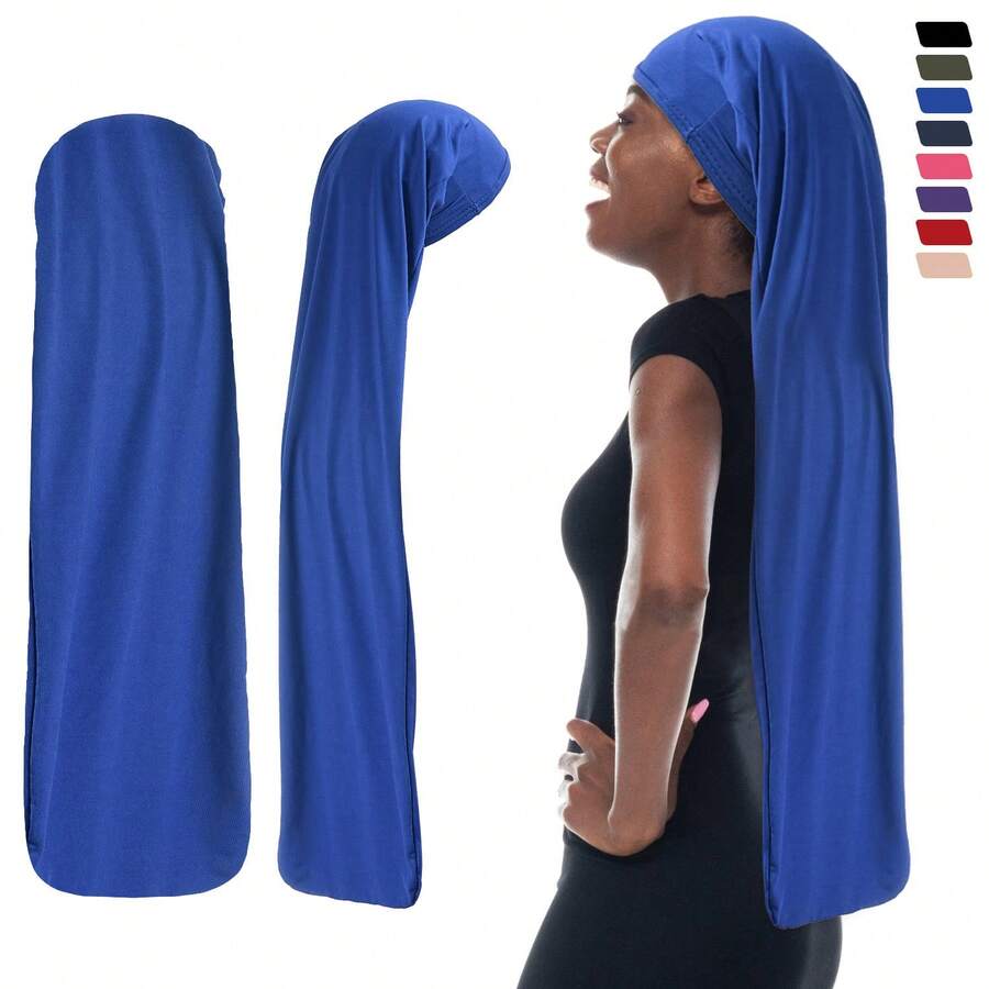 Long Closed Elastic Sleep Cap, Long Cylinder Elastic Hair Protection Cap For Makeup - Multi-color 37in - View 1