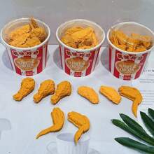 1PC Fried Chicken Bucket Eraser Set (9pcs) - Funny Prank Student Stationery - Bucket Fried Chicken & Wings Realistic Eraser Set (Non-Edible) - A - View 9