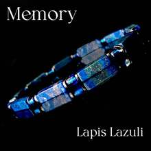 Gelang Elastis Spacer Lapis Lazuli Hematit Alami Vintage, Gelang Manik-Manik Geometris Persegi Panjang untuk Pria, Hadiah Sempurna dan Cocok untuk Pemakaian Sehari-hari - Biru - View 7
