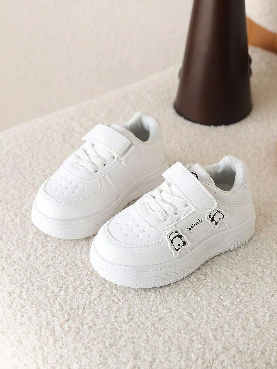 1 Pair Girls' Spring New Cute White Sneakers, Soft Sole Non-Slip Steady Walking Shoes For Toddlers - White - View 1