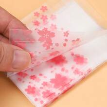 100 Buah Kantong Plastik Perekat Semi-Transparan Bermotif Bunga Sakura Merah Muda, Cocok untuk Kemasan Hadiah, Penyimpanan Perhiasan, dan Kantong Pajangan - Tas berperekat - View 7
