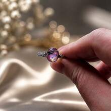 1 Pc Fantasy Copper Zirconia Butterfly Heart Moon Ring Women Gift - Silver - View 2