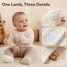 1Pc Plush Lamb Wrist Rattle, Soft Baby Wrist Band Rattle Toy, Infant Sensory Stimulation Play Toy, Portable Stroller Accessory Toy For 0‑12 Months Newborn, Baby Shower Gift - White - View 4