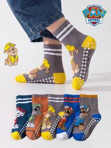 1/5/10 أزواج جوارب أطفال Paw Patrol ملونة وممتعة بنمط جرو مخطط مع سيليكون مانع للانزلاق حتى منتصف الساق - متعدد الألوان - مشاهدة 3