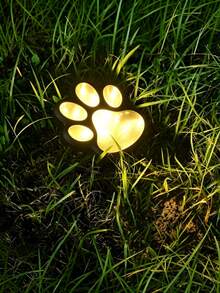 Efficient Solar Powered IP65 Waterproof Heat & Frost Resistant Auto Dusk Sensor Paw Print Design Black Solar Ground Light, Suitable For Patio Lawn Yard Pathway Outdoor Garden Landscape Decorative Lighting Accessory - Aaaa - View 12