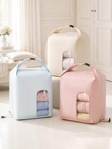 1pc Portable Quilt Compression Storage Bag, Extra Large Capacity Space‑Saving Organizer, Moving Packing Bag For Clothes, Bedding, Quilts, Pillows, Down Jackets, Sofa Cushions, For Fall‑Winter Seasonal Storage, Closet, Bedroom, Dorm & Travel - Multicolor - View 6