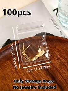 10/30/100pcs Reusable PVC Dust-Proof Jewelry Bags, Suitable For Storing Jewelry, Earrings, Necklaces, Bracelets, Rings And Party Packaging - Clear - View 7